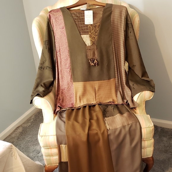 Vintage Art to Wear 80's Lagenlook Bohemian Donna Jessica Hand Printed One size - Picture 7 of 15